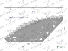 Nóż paszowozu uniwersalny otwór 19.5 mm z węglikiem wolframu Standard ROYAL FARM