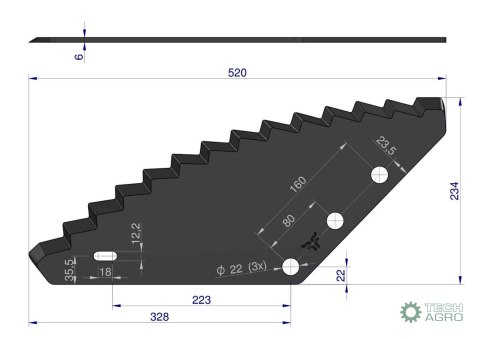 Nóż paszowozu uniwersalny otwór 22mm Standard ROYAL FARM Nóż paszowozu uniwersalny otwór 22mm Standard ROYAL FARM