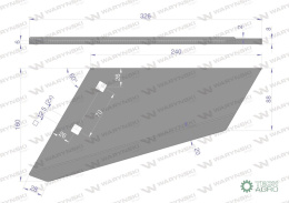 Lemiesz agregatu podorywkowego lewy zamiennik LP-240/2-otwory Gruber Kos Unia stal borowa Napawane WARYŃSKI