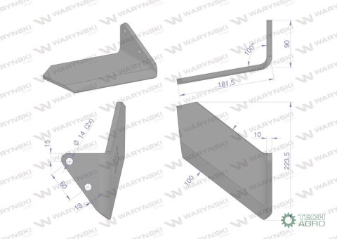 Lemiesz agregatu podorywkowego szeroki prawy zastosowanie Horsch Terrano stal borowa Waryński
