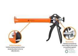 Wyciskacz do mas silikonowych 245 mm - bez blokady wypływu masy - wzmocniony / TEGER