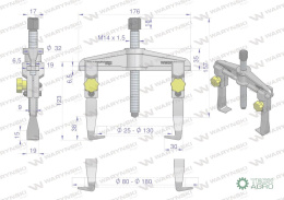 Ściągacz do łożysk dwuramienny typ T 80-180 Waryński