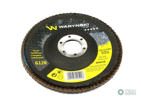 Tarcza do szlifierki 125 mm lamelkowa. cyrkonowa GR120 (sprzedawana po 10 szt.) Waryński Tarcza do szlifierki 125 mm lamelkowa. cyrkonowa GR120 (sprzedawana po 10 szt.) Waryński