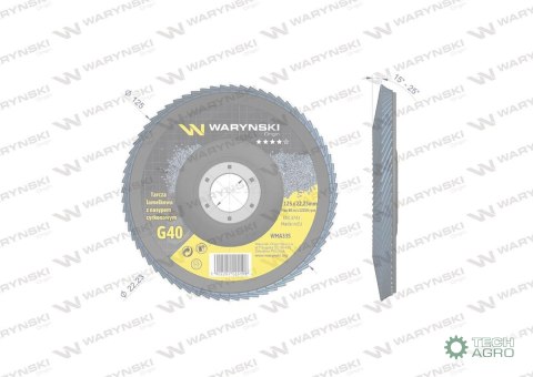Tarcza do szlifierki 125 mm lamelkowa. cyrkonowa GR40 (sprzedawana po 10 szt.) Waryński Tarcza do szlifierki 125 mm lamelkowa. cyrkonowa GR40 (sprzedawana po 10 szt.) Waryński