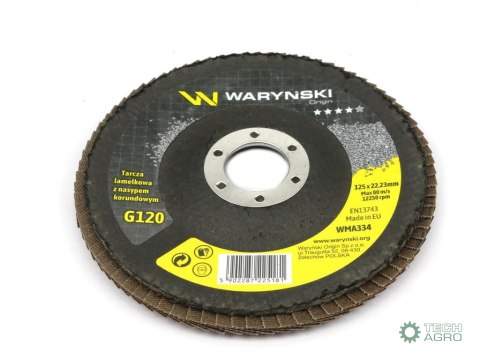 Tarcza do szlifierki 125 mm lamelkowa z elektrokorundem GR120 (sprzedawana po 10 szt.) Waryński Tarcza do szlifierki 125 mm lamelkowa z elektrokorundem GR120 (sprzedawana po 10 szt.) Waryński