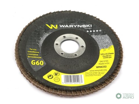 Tarcza do szlifierki 125 mm lamelkowa z elektrokorundem GR60 (sprzedawana po 10 szt.) Waryński Tarcza do szlifierki 125 mm lamelkowa z elektrokorundem GR60 (sprzedawana po 10 szt.) Waryński