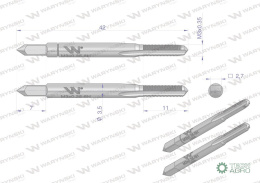Gwintowniki komplet 2 szt do gwintu metrycznego drobnozwojnego DIN2181 M3X0.35 Waryński