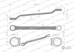 Klucz oczkowy odsadzony 21 x 23 mm. CrV standard ASME B107.9 Waryński