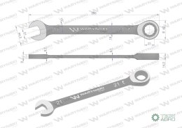 Klucz płasko-oczkowy 21 mm z grzechotką 72 zęby standard ASME B107-2010 Waryński