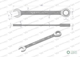 Klucz płasko-oczkowy 22 mm z grzechotką 72 zęby standard ASME B107-2010 Waryński