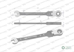 Klucz płasko-oczkowy 6 mm z grzechotką 72 zęby i przegubem Waryński
