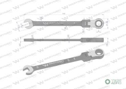 Klucz płasko-oczkowy 8 mm z grzechotką 72 zęby i przegubem Waryński