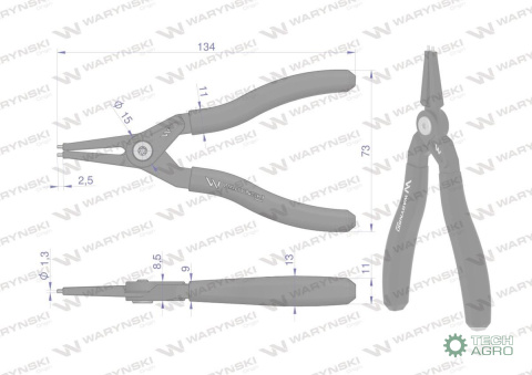 Specjalistyczne szczypce do pierścieni osadczych 127 mm zewnętrzne proste Waryński Specjalistyczne szczypce do pierścieni osadczych 127 mm zewnętrzne proste Waryński