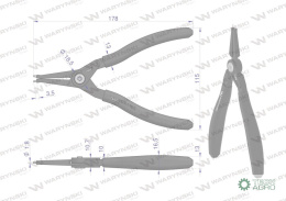Specjalistyczne szczypce do pierścieni osadczych 178 mm zewnętrzne proste Waryński