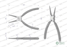 Szczypce do pierścieni osadczych 180 mm wewnętrzne proste Waryński