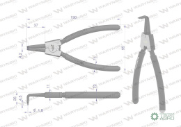 Szczypce do pierścieni osadczych 200 mm zewnętrzne wygięte Waryński