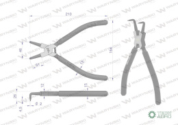 Szczypce do pierścieni osadczych 240 mm wewnętrzne wygięte Waryński