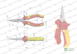 Szczypce izolowane, wydłużone proste 16 0 mm. VDE. Waryński