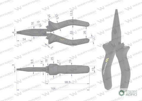 Szczypce wydłużone proste 160 mm Waryńs ki Szczypce wydłużone proste 160 mm Waryńs ki