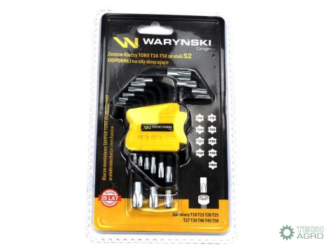 Zestaw kluczy TORX T10-T50 ze stali S2 9 9el w uchwycie Waryński Zestaw kluczy TORX T10-T50 ze stali S2 9 9el w uchwycie Waryński