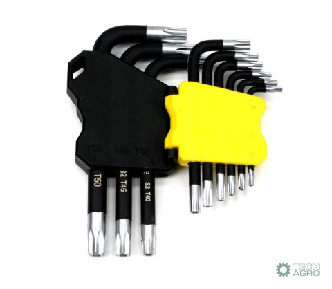 Zestaw kluczy TORX T10-T50 ze stali S2 9 9el w uchwycie Waryński Zestaw kluczy TORX T10-T50 ze stali S2 9 9el w uchwycie Waryński