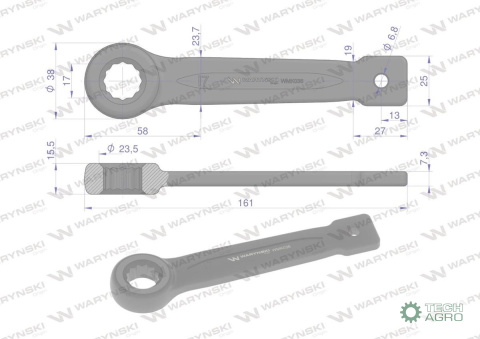 Klucz oczkowy do pobijania 17 mm Waryńs ki Klucz oczkowy do pobijania 17 mm Waryńs ki