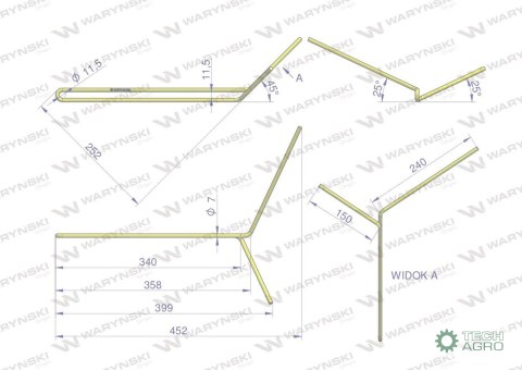Palec zagarniający podwójny lewy zastosowanie Famarol S-074 30741403003 WARYŃSKI Palec zagarniający podwójny lewy zastosowanie Famarol S-074 30741403003 WARYŃSKI