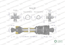 Wał przegubowo-teleskopowy 860-1200mm 460Nm szerokokątny od st.maszyny CE 2020 seria 3R WARYŃSKI