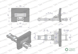 Łańcuch podajnika kłosowego kpl. 31 łopatek 86 x 110 mm zastosowanie Bizon Waryński