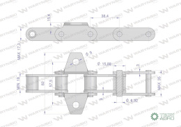 Łańcuch podajnika pochyłego 38.4V łapka K1 co 4 ogniwo 5m Waryński
