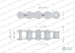 Łańcuch rolkowy 12B-1-144PZ (R1 3/4) adaptera A1H zastosowanie Rozrzutnik Waryński 