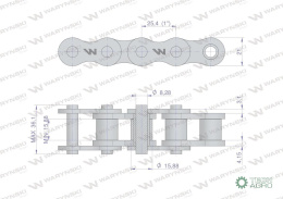 Łańcuch rolkowy 16B-1-106PZ (R1 1) adaptera zastosowanie Rozrzutnik Tandem Waryński