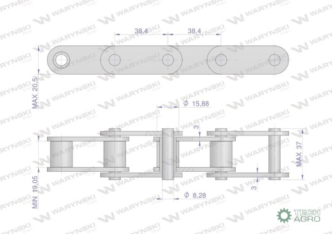 Łańcuch rolkowy 38.4VB 5m Waryński