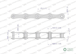 Łańcuch rolkowy L208A-34PZ zastosowanie Claas 600981. 600981.0. 0006009810 Waryński