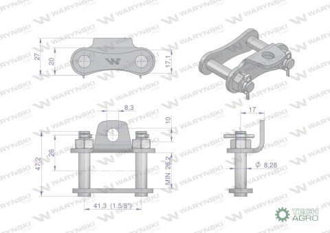 Zamek łańcucha z przyłączem jednostronny m S55X (R1 41.30) zastosowanie Bizon Anna Waryński ( sprzedawane po 5 ) 55410300 Zamek łańcucha z przyłączem jednostronny m S55X (R1 41.30) zastosowanie Bizon Anna Waryński ( sprzedawane po 5 ) 55410300