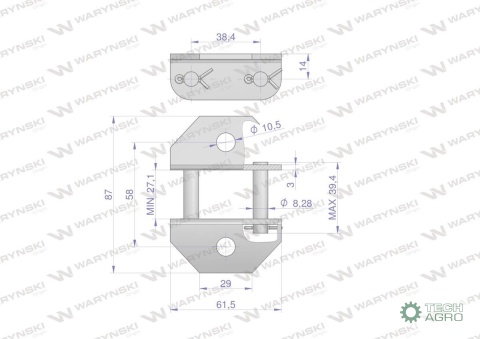Zamek łańcucha z przyłączem obustronnym 38.4VBK1 Waryński ( sprzedawane po 5 )