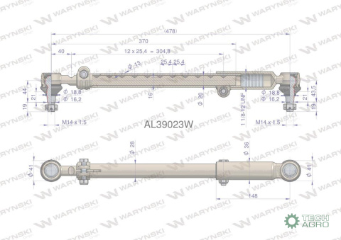 Drążek kierowniczy 478mm AL39023 WARYŃSKI Drążek kierowniczy 478mm AL39023 WARYŃSKI