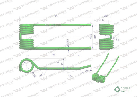 Palec podbieracza zastosowanie Claas 9182380 Waryński Palec podbieracza zastosowanie Claas 9182380 Waryński