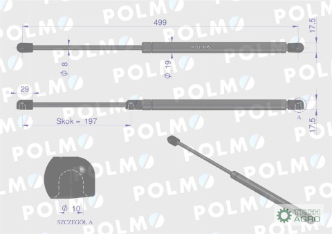Siłownik drzwi Case 3301488M9 POLMO Siłownik drzwi Case 3301488M9 POLMO
