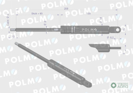 Siłownik szyberdachu L max. 200mm 3901826M90P MASSEY FERGUSON POLMO