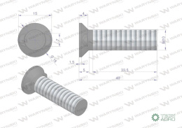 Śruba kpl. płużna dwunoskowa M10x40 mm kl.10.9 Waryński ( sprzedawane po 25 )