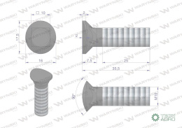 Śruba kpl. redliczkowa półokrągła M10x35 mm kl. 8.8 Waryński ( sprzedawane po 25 )