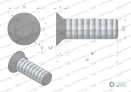 Śruba płużna dwunoskowa M10x30 mm kl.10.9 zastosowanie Gruber Waryński ( sprzedawane po 10kg )