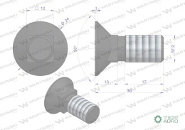 Śruba płużna podsadzana D 608 M12x30 mm kl.10.9 Waryński ( sprzedawane po 10kg )