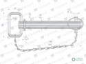 Sworzeń zaczepu z zawleczką i łańcuchem 25x165x205 TEGER