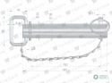 Sworzeń zaczepu z zawleczką i łańcuchem 38x187x227 TEGER