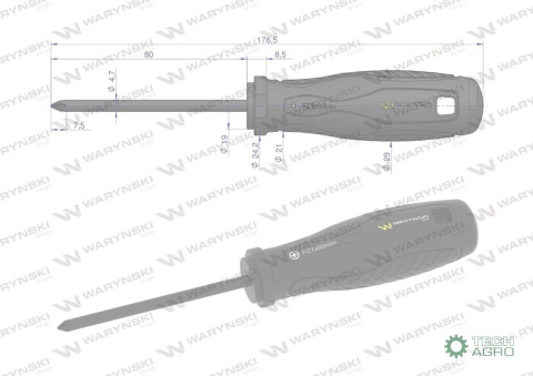 Wkrętak PZ1. 80 mm. stal SVCM. Waryński Wkrętak PZ1. 80 mm. stal SVCM. Waryński