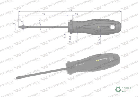 Wkrętak płaski 3 x 75 mm. stal SVCM. Wa ryński Wkrętak płaski 3 x 75 mm. stal SVCM. Wa ryński