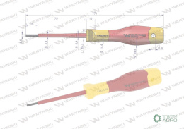 Wkrętak płaski. izolowany 2.5 x 75 mm. VDE. stal S2, Waryński