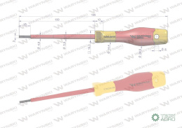 Wkrętak płaski. izolowany 3 x 100 mm. V DE. stal S2, Waryński